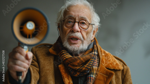 old man with megaphone, ann...