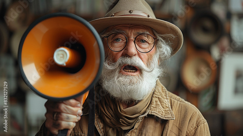 old man with megaphone, ann...