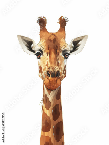 Giraffe portrait, watercolor illustration on a white background.