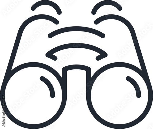 Binoculars editable stroke outline icon isolated on white background flat vector illustration. Pixel perfect. 64 x 64.