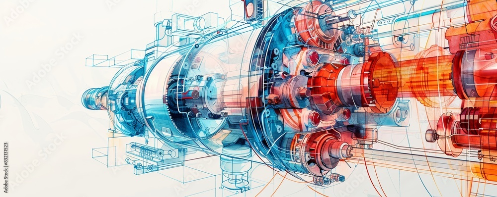 Craft an eye-catching graphic that visually dissects hydraulic systems from different machinery in a side view perspective Emphasize