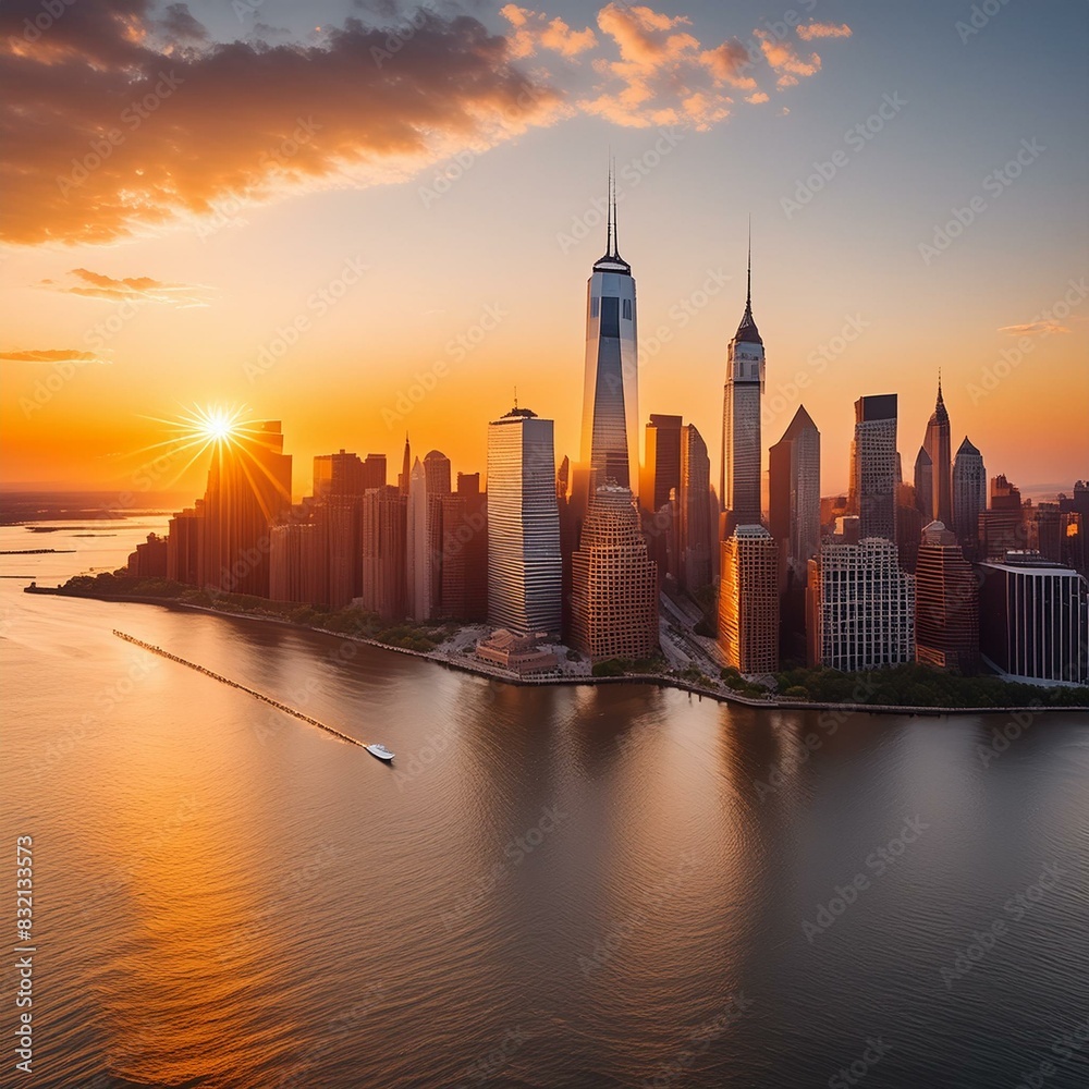 Obraz premium city skyline at dusk