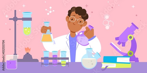 Science lab illustration in flat design