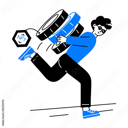 Scalable doodle mini illustration of financial dependency 