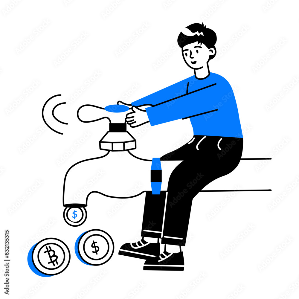 A well-designed doodle mini illustration of passive income A well-designed doodle mini illustration of passive income