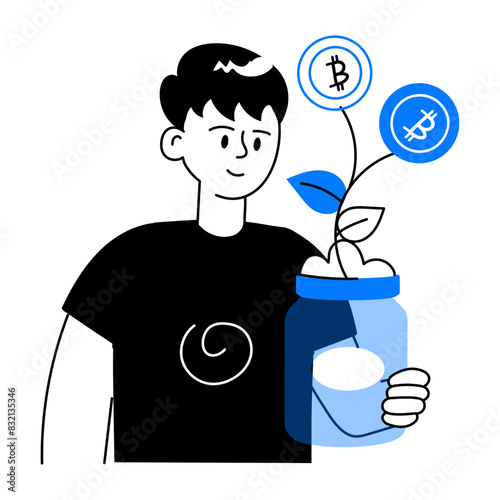 Check out doodle mini illustration of bitcoin growth 