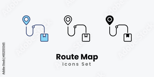 Route Map icons vector set stock illustration. photo
