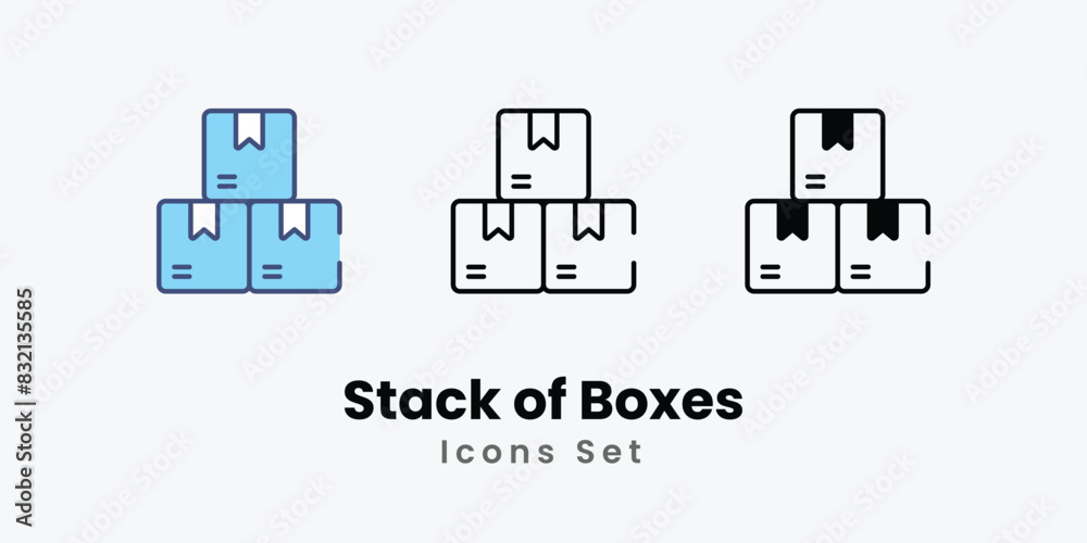 Stack of Boxes icons vector set stock illustration.