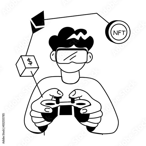 Here’s a doodle mini illustration of nft gaming 