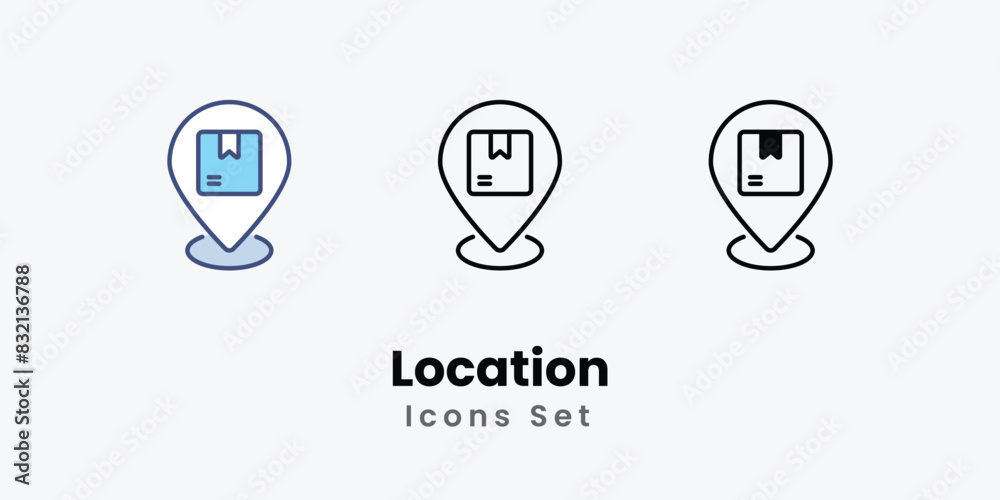 Location icons vector set stock illustration.