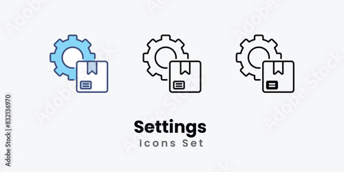 Settings icons vector set stock illustration.