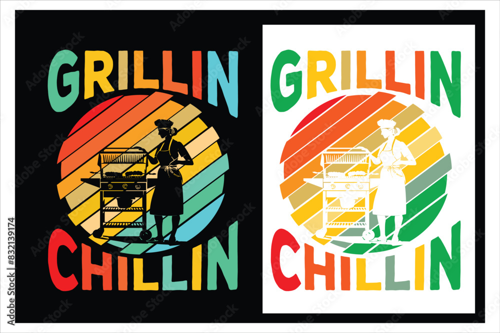 Obraz premium BBQ PRINT DESIGN, #BBQ #BBQLife #BBQLover #GrillMaster #Grilling #BBQSeason #BBQKing BBq sunset, silhouette 