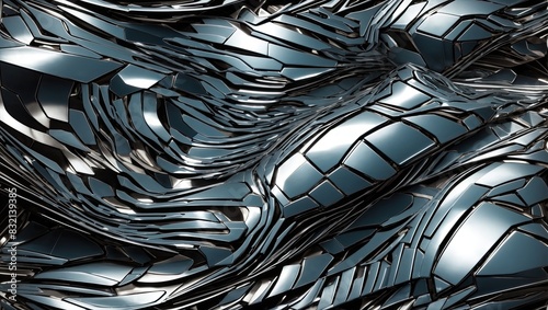 3D Chrome metallic texture. Fluid 3D metallic chrome texture