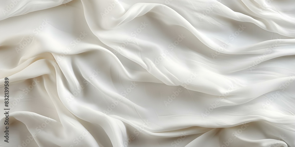 White Crumpled Linen Fabric Texture for Eco Textiles: Top View. Concept Eco Textiles, Linen Fabric, Sustainable Materials, Texture Photography, Top View Shot White Crumpled Linen Fabric Texture for Eco Textiles: Top View. Concept Eco Textiles, Linen Fabric, Sustainable Materials, Texture Photography, Top View Shot