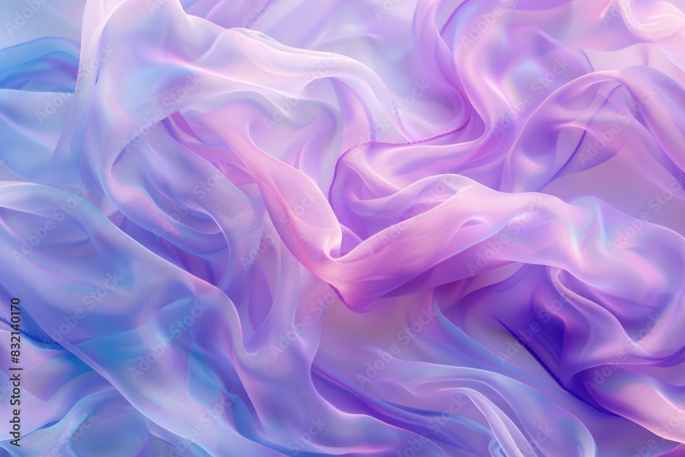 Fototapeta premium Elegant Flowing Fabric in Serene Blue and Soft Pink Hues - Abstract Textile Background