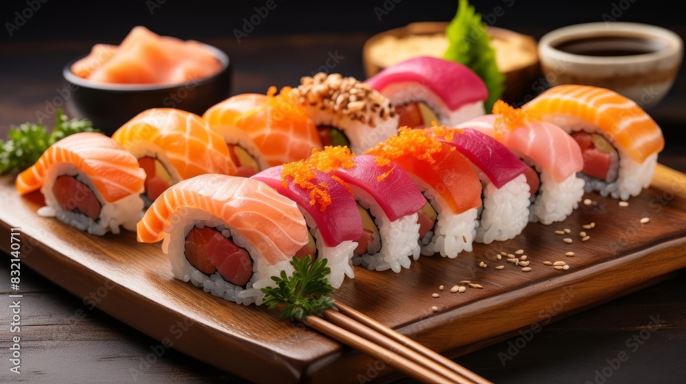 Assorted nigiri and maki sushi Assorted nigiri and maki sushi