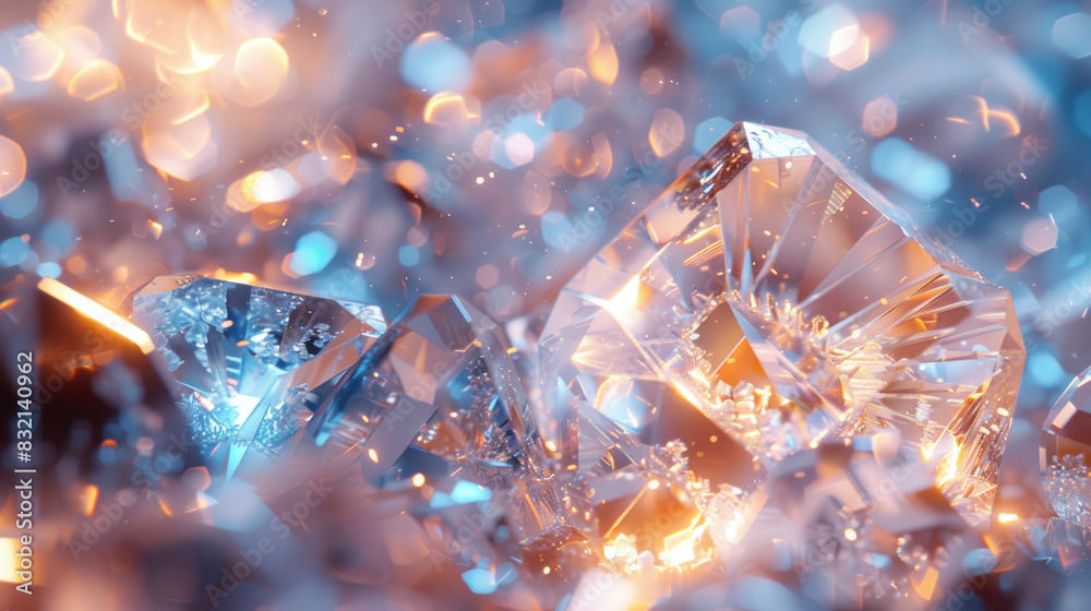 The hyper-realistic render reveals a cluster of diamond crystals with meticulously detailed faces and edges. A soft gradient in the background subtly evokes an abstract, crystalline atmosphere. The hyper-realistic render reveals a cluster of diamond crystals with meticulously detailed faces and edges. A soft gradient in the background subtly evokes an abstract, crystalline atmosphere.