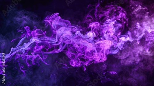 Neon purple smoke swirling against a black backdrop