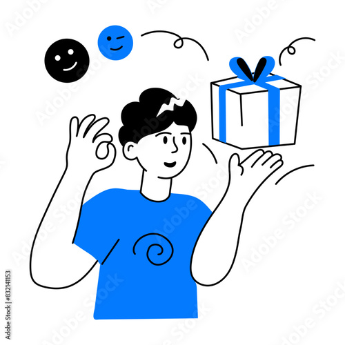 A handy doodle mini illustration of loyalty program 