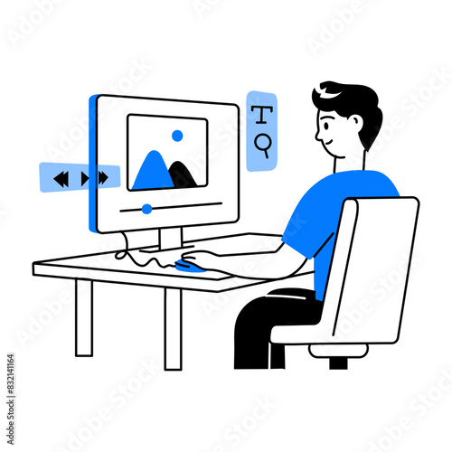 Grab this doodle mini illustration of video production 