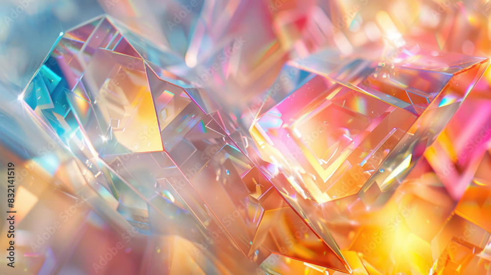A macro view of a crystalline formation. Envision a futuristic architectural feature crafted from clear glass, adorned with a dynamic, rainbow-hued caustic design. A macro view of a crystalline formation. Envision a futuristic architectural feature crafted from clear glass, adorned with a dynamic, rainbow-hued caustic design.
