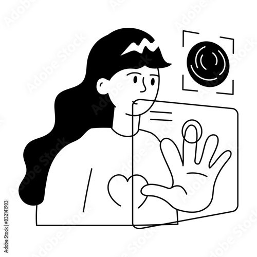 An appealing doodle mini illustration of biometric verification 