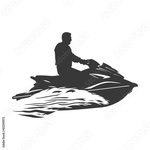 Jet Ski Silhouette: Water Sport Adventure Vector.