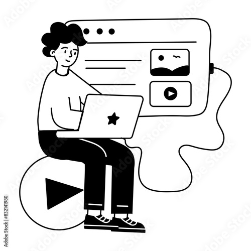 A doodle mini illustration of content creation 