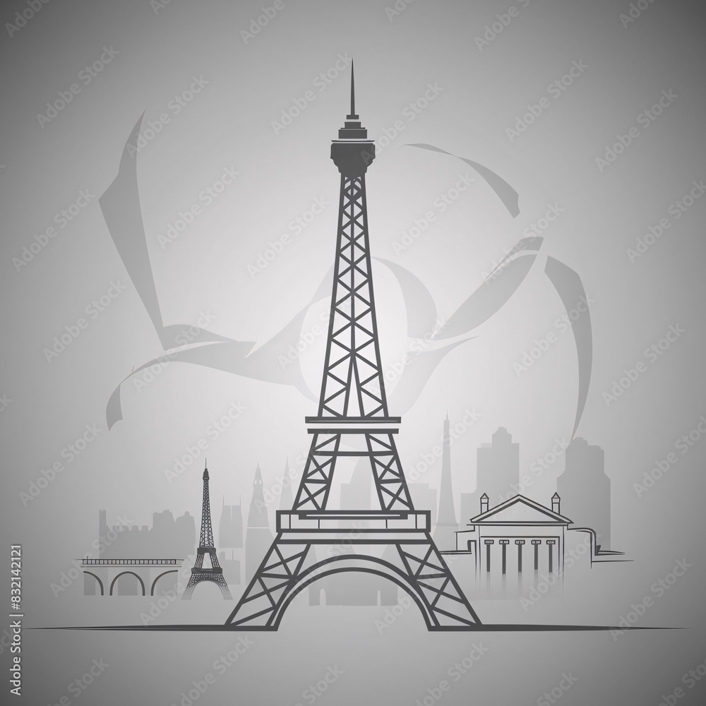 Obraz premium a minimalist image of Paris Olympics, the Eiffel Tower