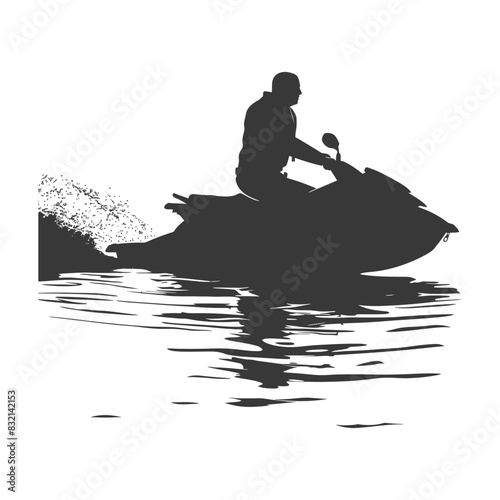 Jet Ski Silhouette: Watersport Reflection, Monochrome Thrill Ride