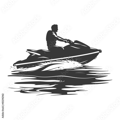 Jet Ski Rider Silhouette: Water Sport Adventure Graphic