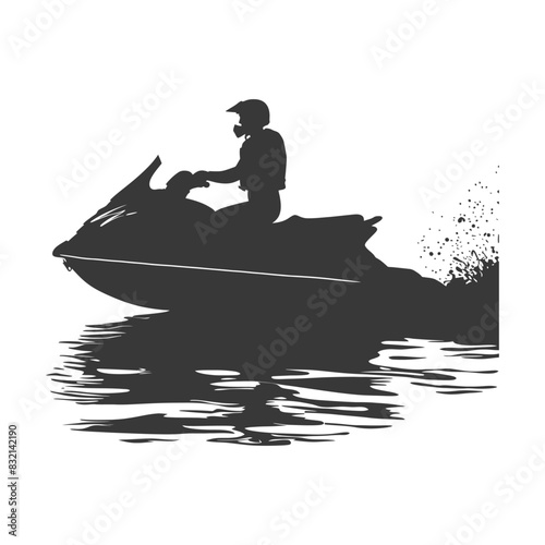 Jet Ski Silhouette: Water Sport, Action, Speed, and Reflection.
