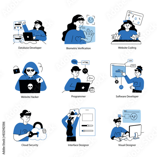 Pack of Web Services Doodle Mini Illustrations 

