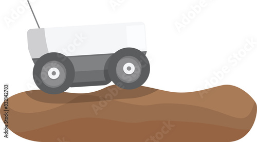 Flat design vector illustration of a mars rover on a martian surface