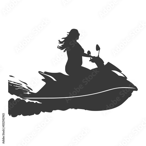 Silhouette of Woman Riding Jet Ski on Water