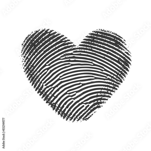 silhouette finger print love heart shape black color only