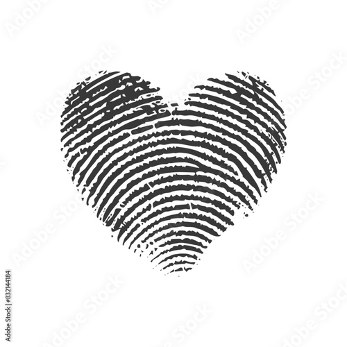 silhouette finger print love heart shape black color only