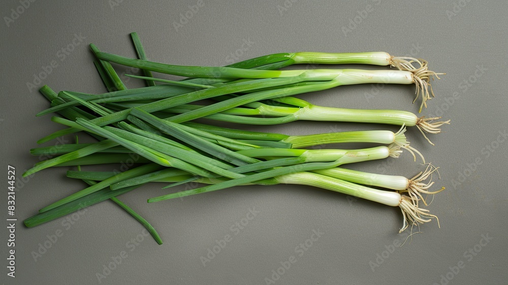 Naklejka premium fresh green scallions, perfect for food blogs