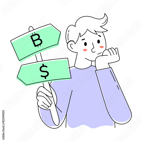 A handy doodle mini illustration of financial decision 