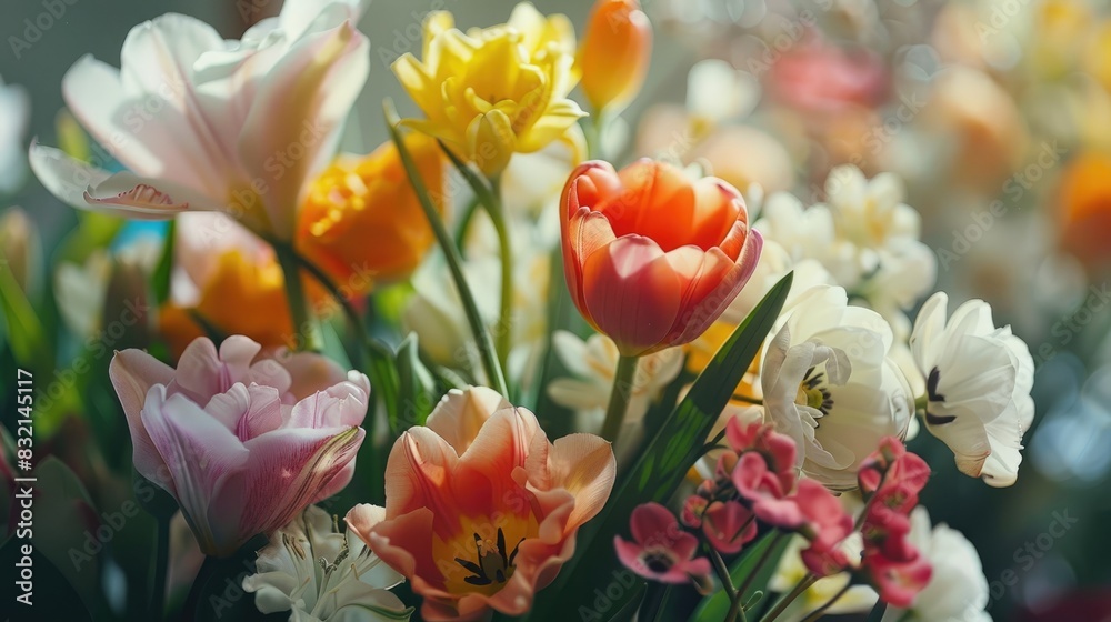 Spring Flowers Assortment in Close up Spring Flowers Assortment in Close up