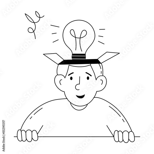 Well-designed doodle mini illustration of creative person  photo