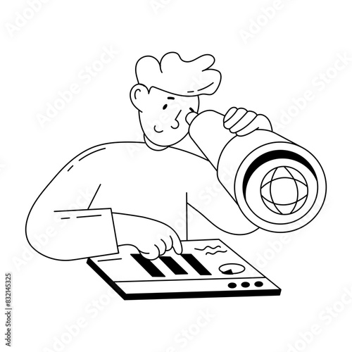 Grab this doodle mini illustration of business vision 