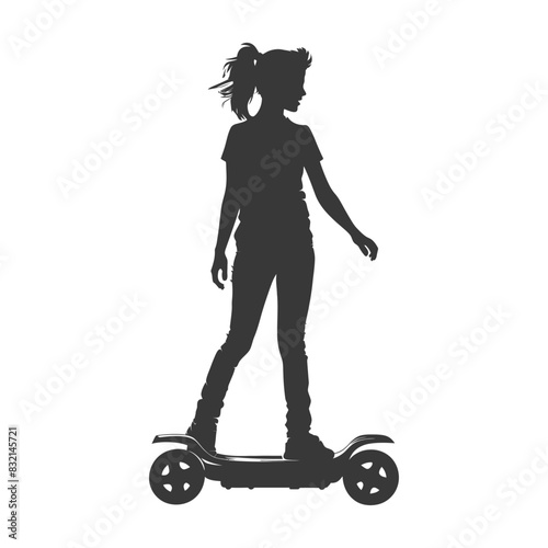 Silhouette of a girl on a self-balancing electric board.