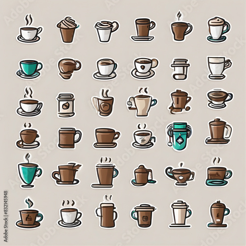 36 coffee icons in various styles