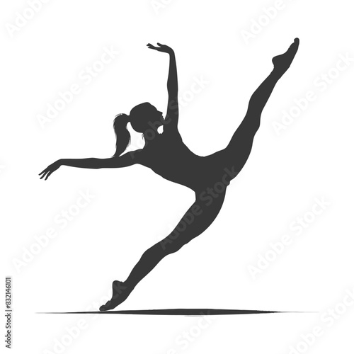 Gymnast Silhouette: Elegant Split Leap, Dynamic Movement, Fitness and Grace.