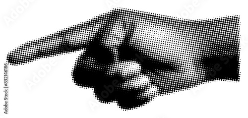 PNG Hand pointing, halftone design, transparent background photo