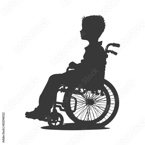 Silhouette of a Young Boy in Wheelchair, Side View, Accessibility Concept.