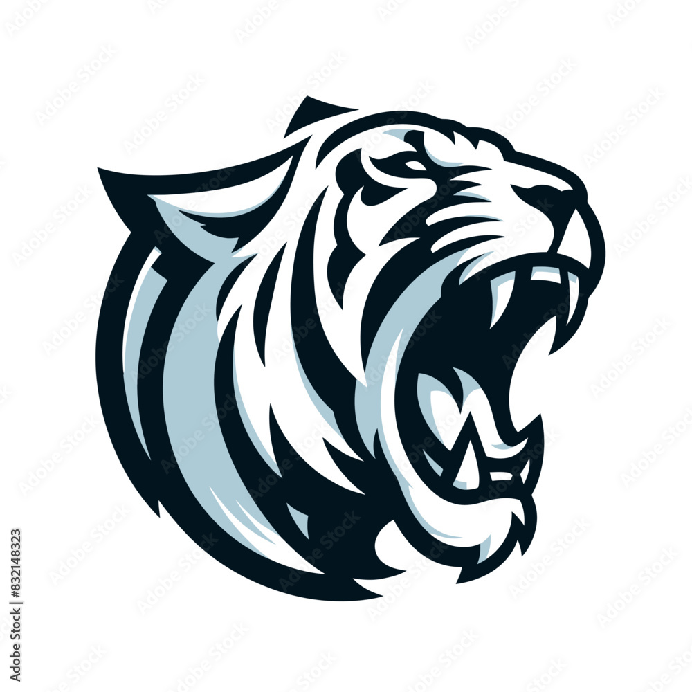 Obraz premium Vector white tiger head.