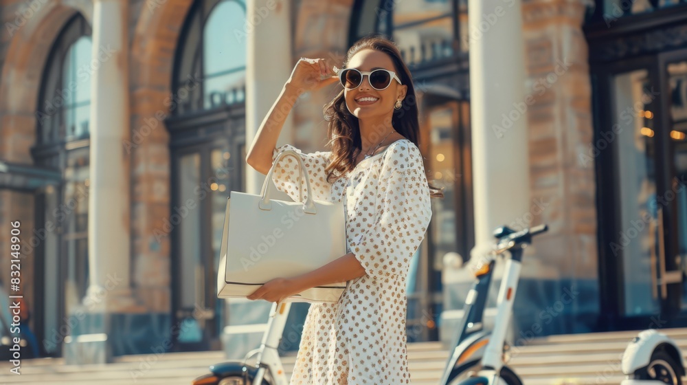 Obraz premium The fashionable woman with bag
