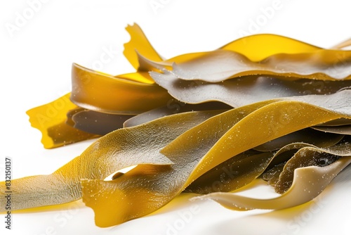 Fresh kelp isolated on white, highlighting health and nutrition photo